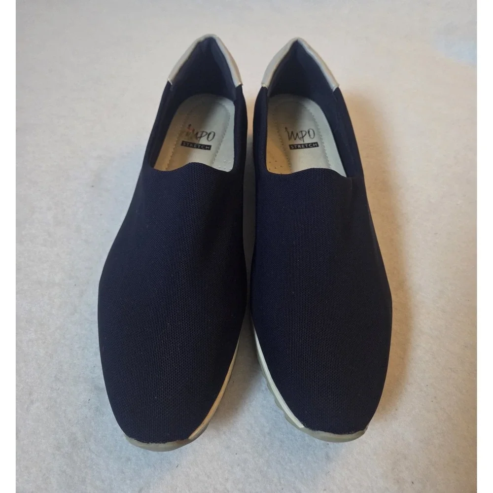 impo womens shoes,Navy‎ /Gray Wedge Heels,Size 9 M